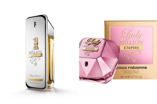 Times Series: Paco Rabanne perfumes: 1 Million Lucky (left) and Lady Million Empire (right).  (The Perfume Shop/Canva)