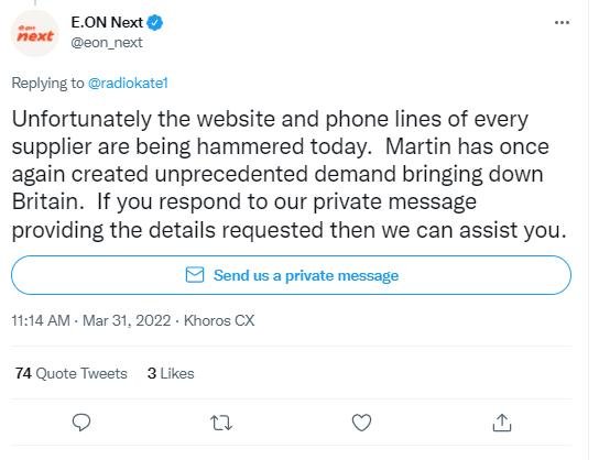 Times Series: E.ON's tweet about Martin Lewis 