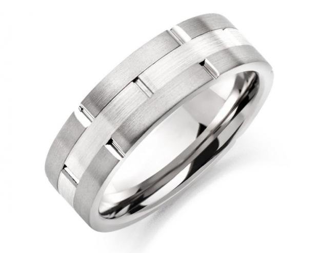 Times series: two-tone brushed titanium ring for men.  1 credit