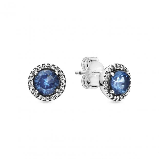 Times Series: Blue Round Sparkle Stud Earrings.  1 credit