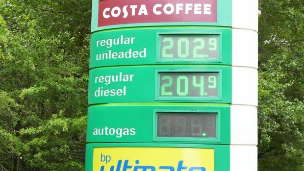 The Argus: Photographs taken at Pease Pottage in Sussex show petrol is priced at 202.9p and diesel at 204.9p 