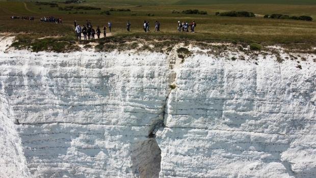 The Argus: Crach in the cliff at Beachy Head, Eastbourne