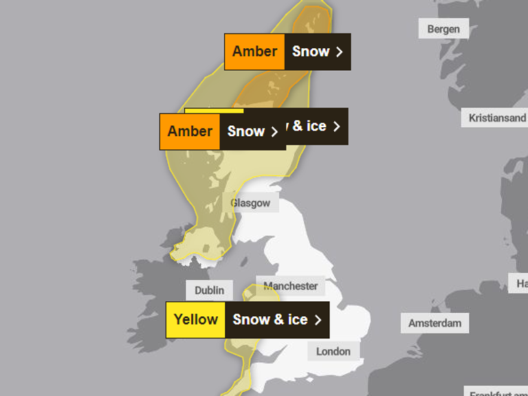 The alerts in place on Wednesday. Pic: Met Office